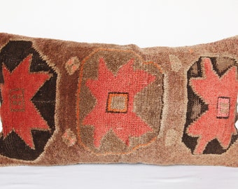 28&#39; X 16 pillow,Free shipping,Rug pillow cover,vintage rug cushion,throw pillow cover,boho pillow,red color cushion.Oushak rug pillow cover.