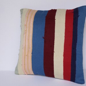Vintage Turkish Kilim Pillow Cover: 16x16 Boho Couch Cushion