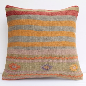 20x20 kilim pillow,multi color Stripe throw pillow cover,boho pillow, couch cushion.Authentic kilim pillow,Bohemian decor, FREE SHIPPING