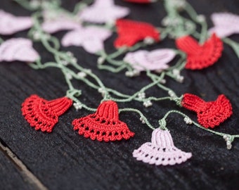 Turkish Handmade Chrochet Cute Carnation Necklace