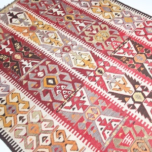 Turkish kilim, Handwoven floor kilim,Tribal Vintage Kilim,Living room vintage kilim,Authentic Vintage Floor Kilim,10&#39;2&#39;&#39;x4&#39;5&#39; Tribal Kilim