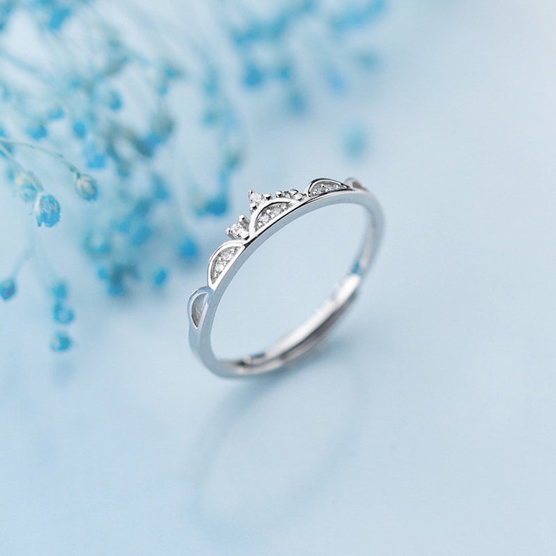 Sterling Silver Rings 925 Silver Ring For Bridesmaids Jewelry Party Gift Solid Silver Ring ALQ-14J6045 Crown Opened Ring