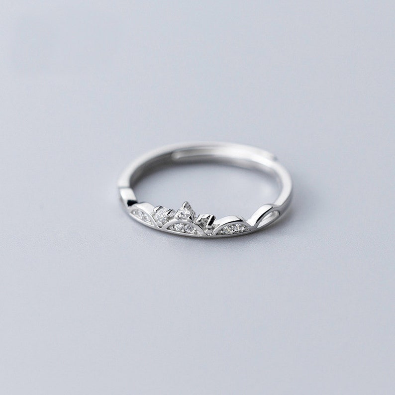 Sterling Silver Rings 925 Silver Ring For Bridesmaids Jewelry Party Gift Solid Silver Ring ALQ-14J6045 Crown Opened Ring
