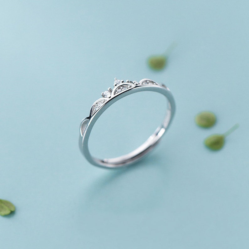 Sterling Silver Rings 925 Silver Ring For Bridesmaids Jewelry Party Gift Solid Silver Ring ALQ-14J6045 Crown Opened Ring