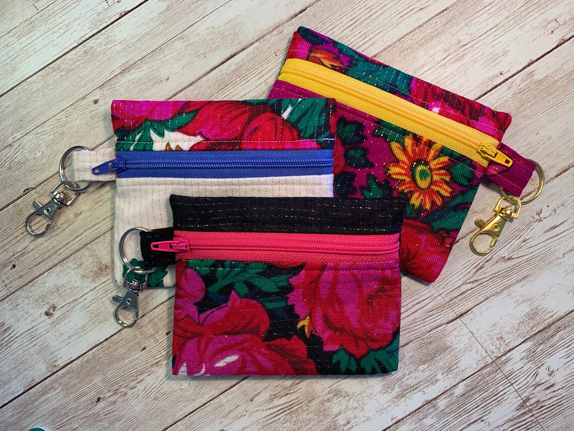 Small Floral Keychain Zipper Pouch Coin Pouch Travel Etsy