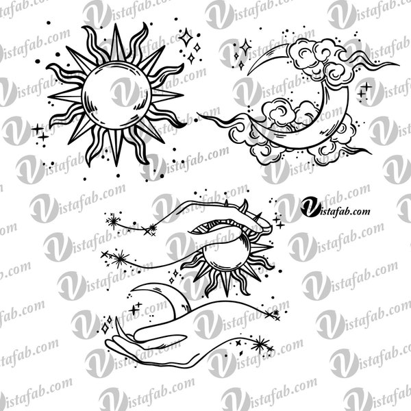 Sun moon in hands svg, INSTANT DOWNLOAD SVG, celestial svg, sun & moon svg,sky svg, silhouette svg, jpeg, silhouette, cricut