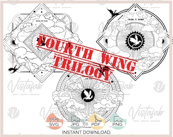 4th Wing trilogysvg, INSTANT DOWNLOAD, empyrean, dragons svg, riders svg,  fantasy svg, silhouette svg, book svg, jpeg, silhouette, cricut