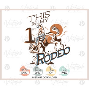Meu Primeiro Rodeio svg, INSTANT DOWNLOAD, SVG, retro svg, cowboy svg, aniversário svg, silhueta svg, jpeg, pdf, arquivo de silhueta, arquivo de corte cricut