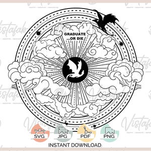 4e aile svg, téléchargement immédiat, diplômé ou mourir, dragons svg, svg de cavaliers, svg fantastique, silhouette svg, svg de livre, jpeg, silhouette, cricut