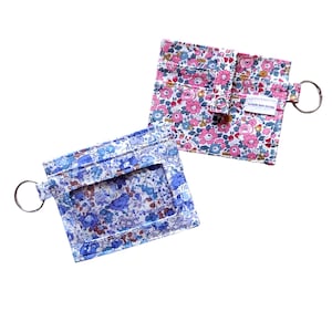 Card holder, Liberty fabric transport pass holder, Key holder, Case with 3 slots for bank cards, Navigo pass or badge.