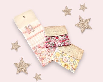 Small barrette pouch, Liberty barrette pouch and a pair of barrettes, barrette range, liberty barrette, girl's Christmas box.