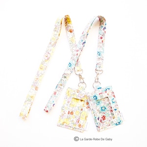 Protege pass de Transport en tissu Liberty,Etui Pass transport, Etui Ticket Metro,Tour de cou Liberty, cadeau Maitresse, cadeau Maman.