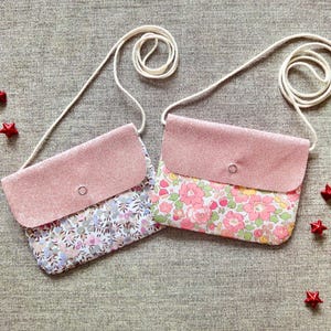 Sac Liberty pour Petite Fille, fait en toile pailleté  et tissu Liberty, cadeau fille.