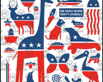 We Are Party Animals Bundle - svg / ai / jpeg / eps / pdf, for vinyl cutters. 30+ ANIMALS!