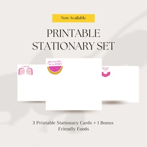 Printable Stationary Set - Friendly Food