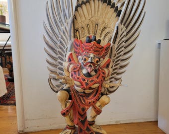 バリ 木彫り ガルーダ ヴィシュヌ神 33cm ガルーダのヴィシュヌ神 - バリ島 - 木彫り - 手作り - 非常に詳細