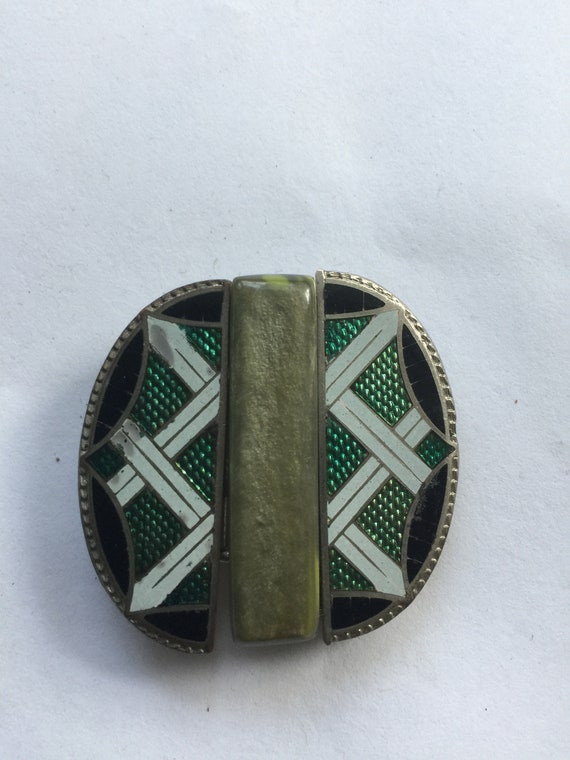 Stunning Art Deco enamel belt buckle - image 3