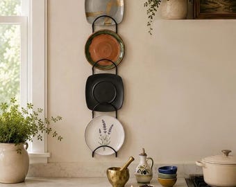 Wall Plate Holder Wrought Iron, Amish Made, Kitchen Storage