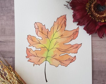Autumn Leaf Original Custom Painting 9x12