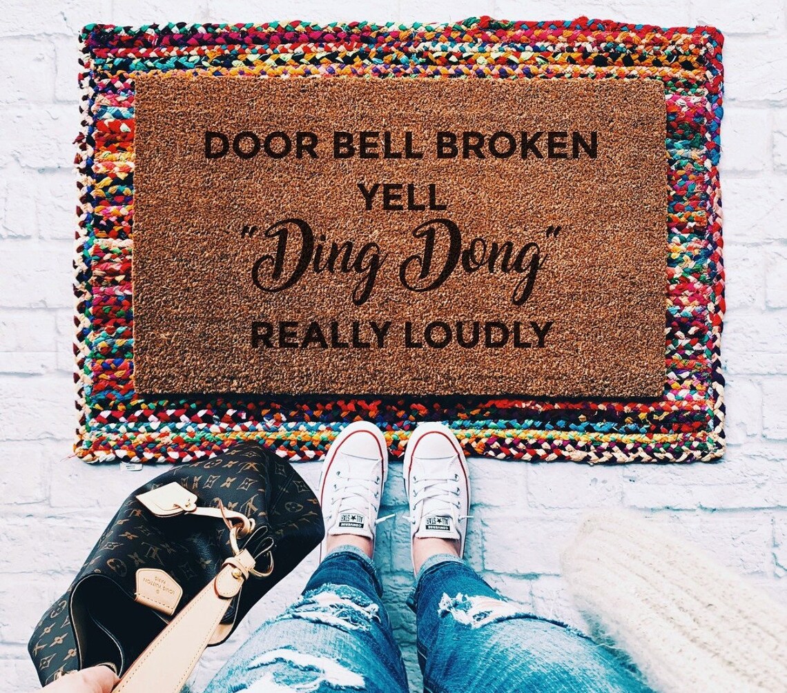 Yell Ding Dong Doormat / Funny Doormat / Funny Mat / Etsy