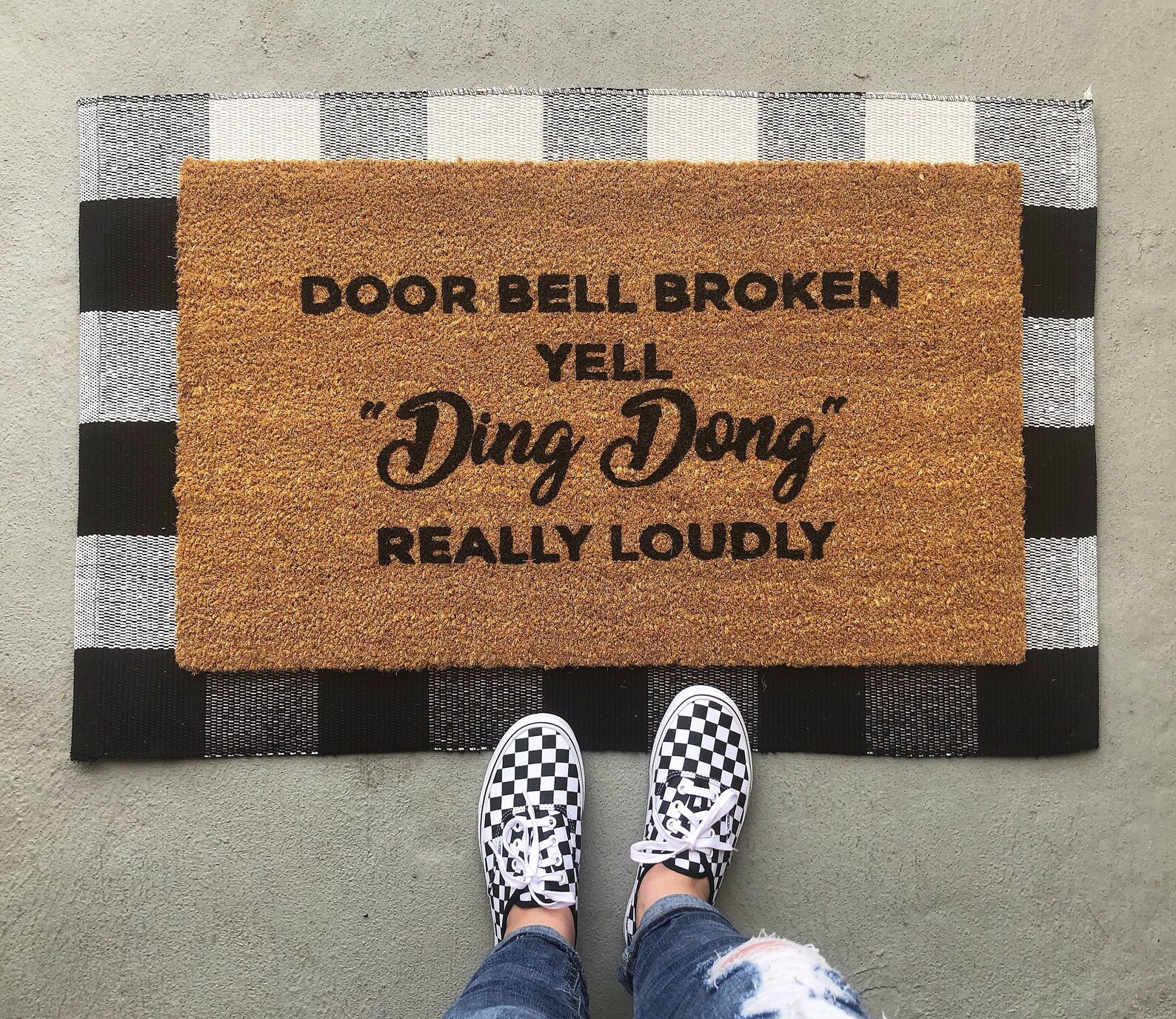 Yell Ding Dong Doormat / Funny Doormat / Funny Mat / Etsy