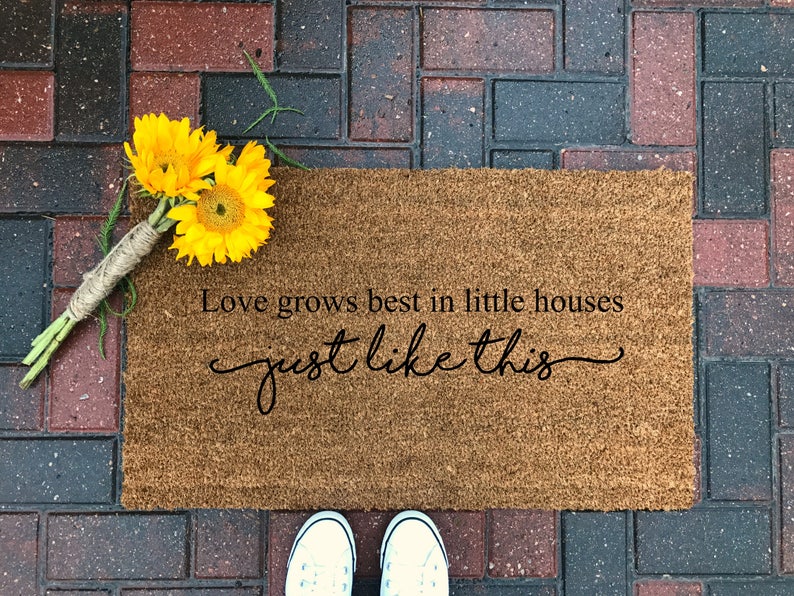 Love Grows Best Doormat Welcome Mat Quote Doormat Farmhouse Decor Front Porch Decor Gifts For Her Coir Doormat Housewarming