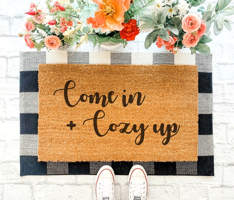Come In Cozy Up customized handpainted handmade doormat. #doormat #porchdecor #handmade #whimsicaldecor