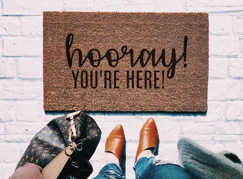 Hooray You're Here Doormat / Funny Doormat / Funny Welcome | Etsy