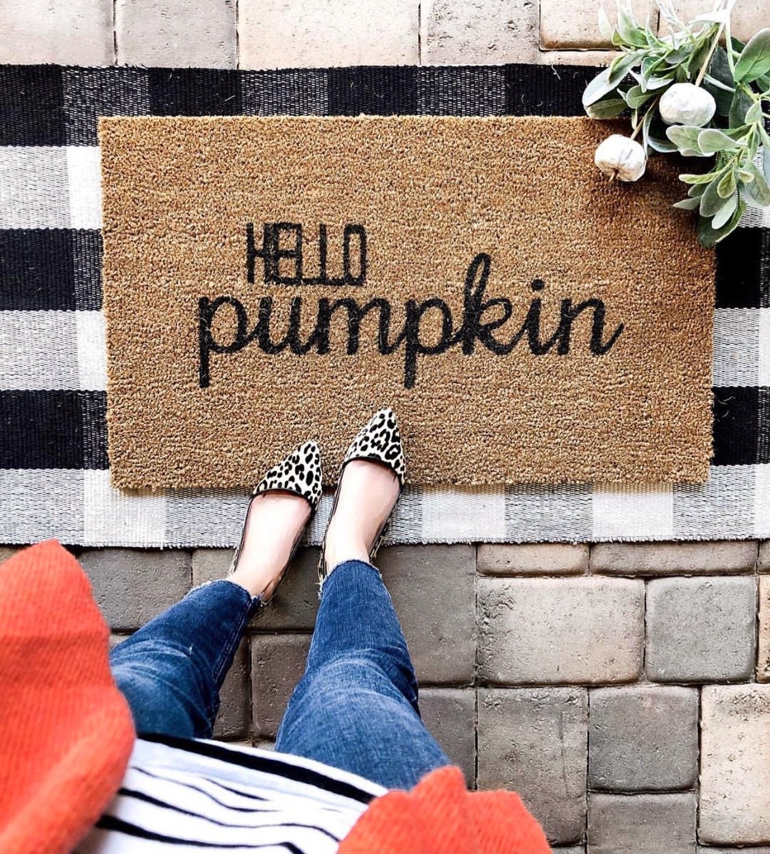 Hello Pumpkin Doormat / Fall Doormat / Door Mat / Pumpkin Etsy