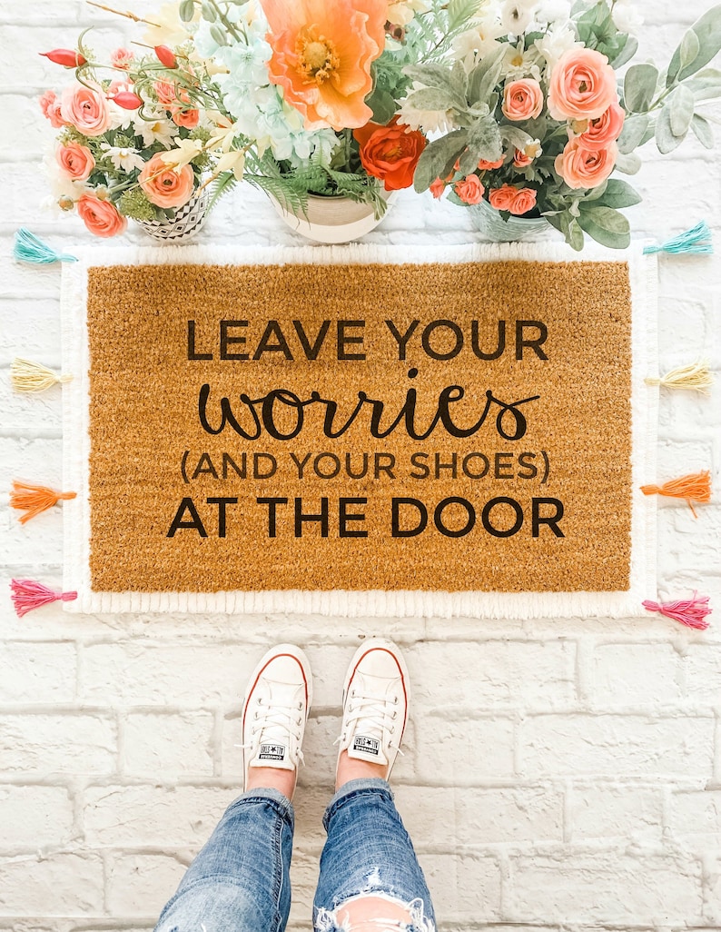 Leave your Worries Doormat / Quote Doormat / Custom Doormat / Etsy