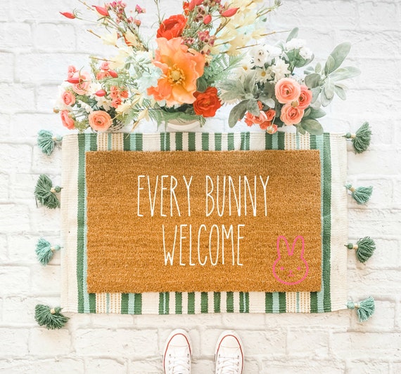 Every Bunny Welcome Easter Doormat Easter Decor Welcome Etsy