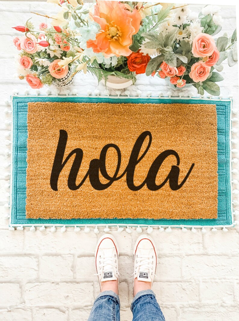 Hola Doormat / Funny Mat / Cute Door Mat / Front Porch Etsy