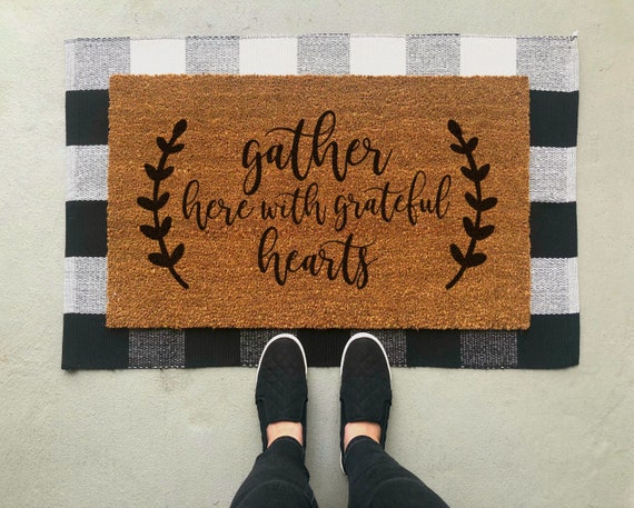 Gather Here Doormat Thanksgiving Doormat Fall Doormat Etsy