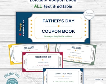 Editable Father’s Day Coupon Book | Personalized DIY Gift for Dad | Printable Last-Minute Father’s Day Gift | Instant Download