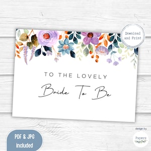 Tarjeta imprimible de despedida de soltera / A la novia futura, futura señora / Compromiso, Boda, Fiesta nupcial / Descarga instantánea / PDF JPG