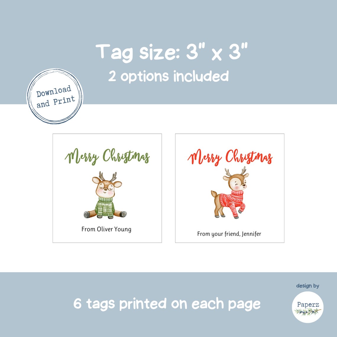Printable Christmas Gift Tags Template for Kids, Son, Daughter Editable ...