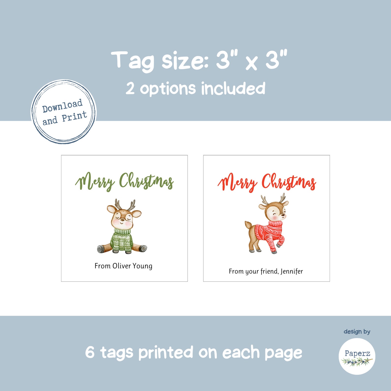 Printable Christmas Gift Tags Template for Kids, Son, Daughter Editable ...