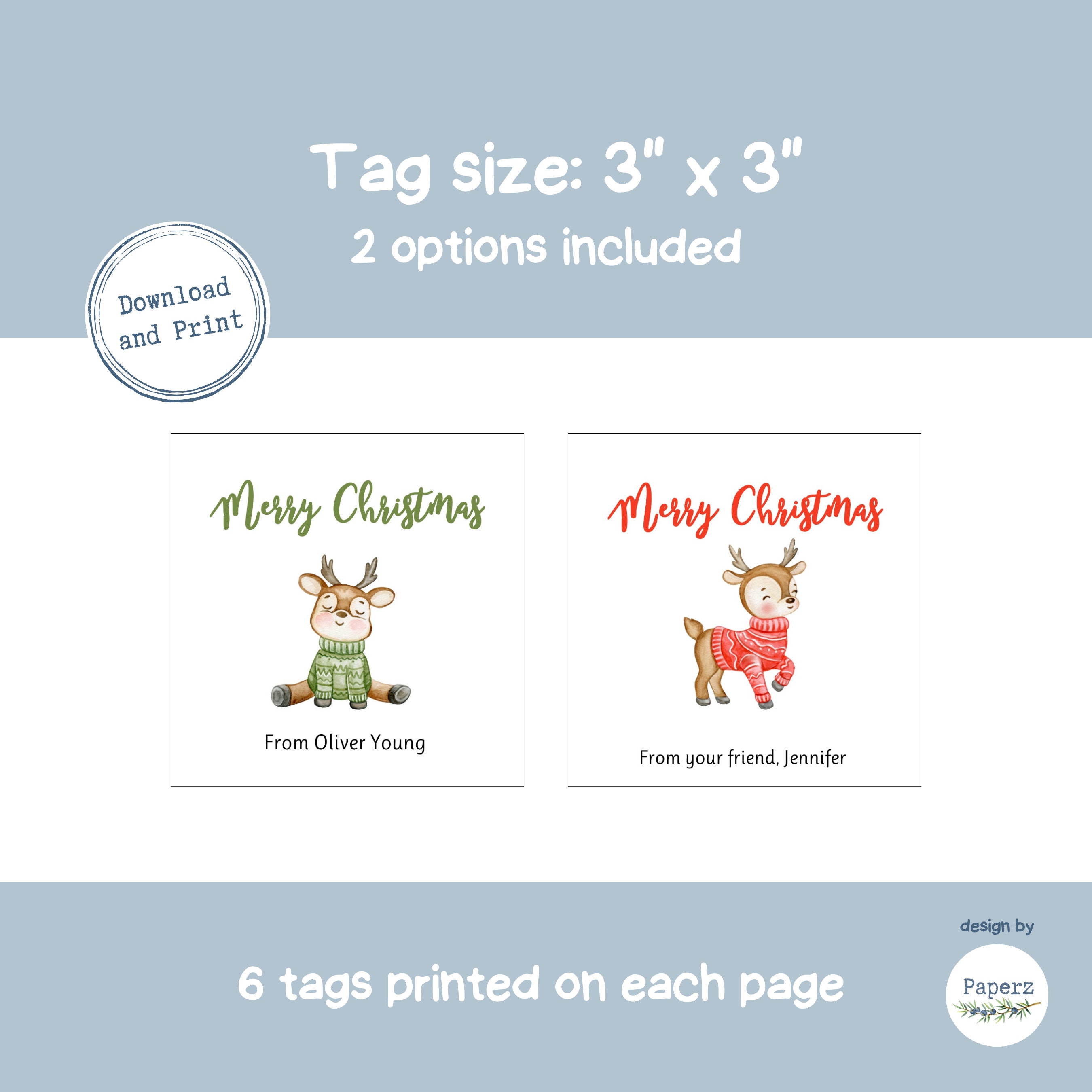 Printable Christmas Gift Tags Template for Kids, Son, Daughter Editable ...