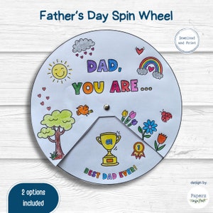 Vaderdag Spinner Craft voor kinderen | Afdrukbaar kleurwiel cadeau voor papa | DIY-aandenken voor kinderen | Pdf direct downloaden