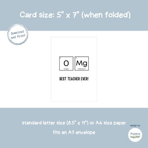 Science Teacher Appreciation Card, Printable Last Day of School Teacher ...