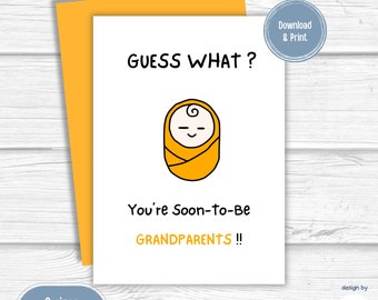 Pregnancy Announcement Printable Card | New Grandparents Card | You're Going to be Grandparents | New Baby Card | Instant Download | PDF