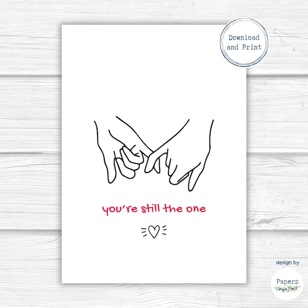 Printable Anniversary Card, Valentine Card | Sweet & Simple Love Card for Boyfriend, Girlfriend, Husband, Wife | Instant Download | PDF