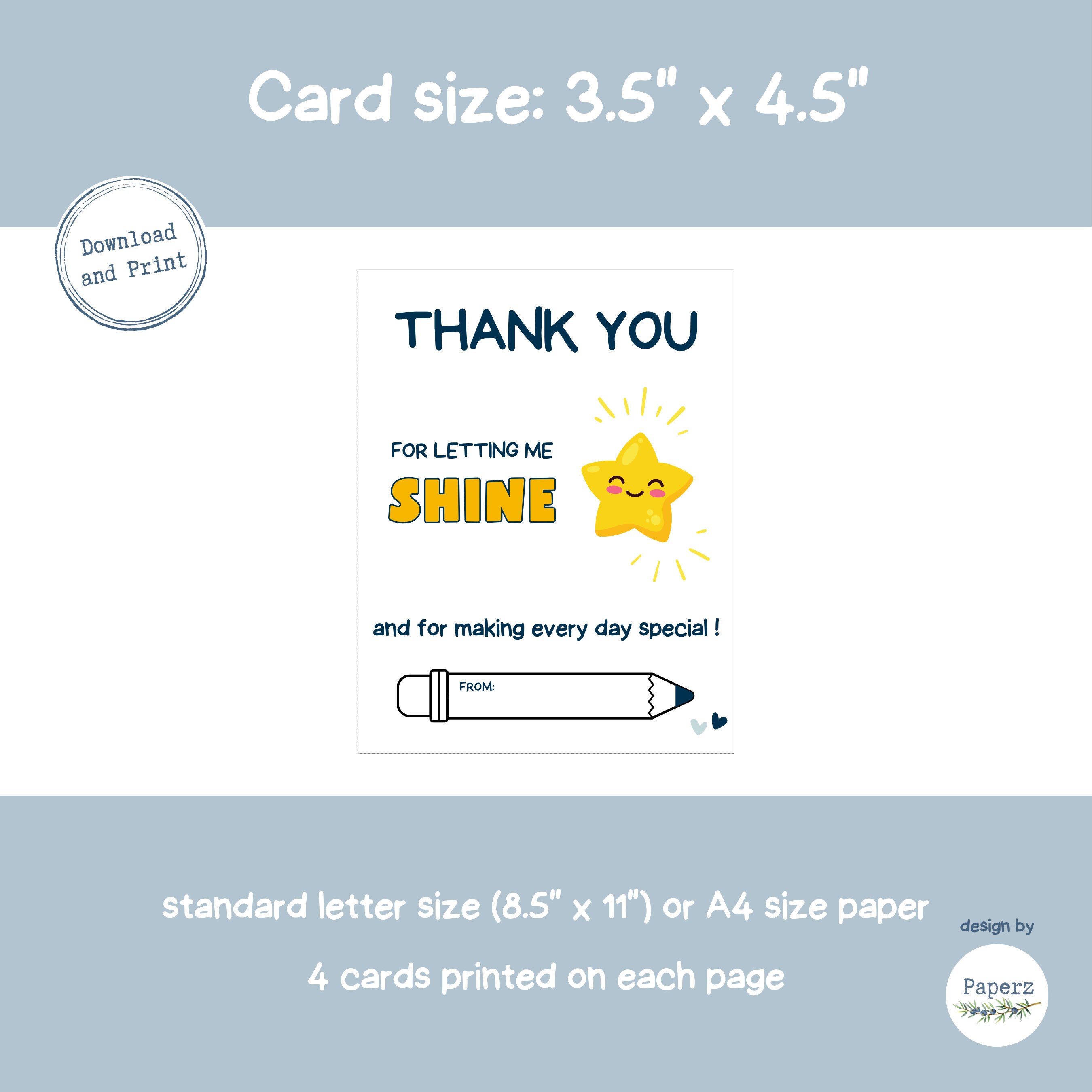 Teacher Appreciation Printable Card, Teacher Thank You Card | End of ...