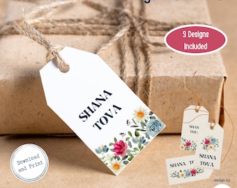 Rosh Hashanah Gift Tags, Printable Jewish New Year Gift Tag Set, Shana Tova Watercolor Labels | PDF File | Digital Instant Download
