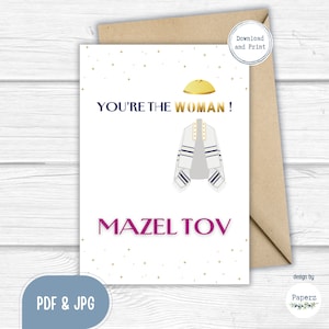 Bat Mitzvah Card, Mazel Mazal Tov Card, Jewish Birthday Card | Printable Greeting Card | Funny Greeting Card | Instant Download | PDF | JPG