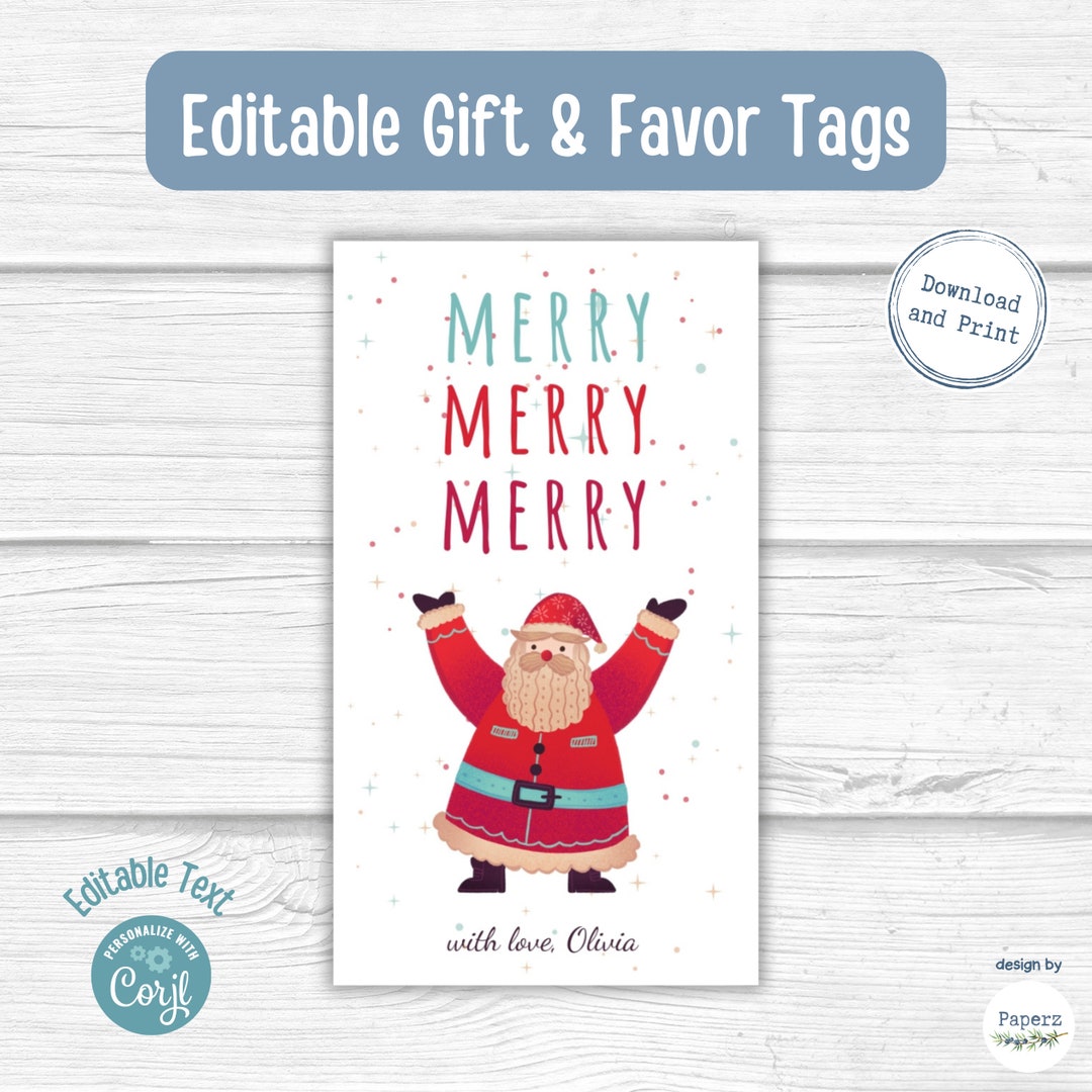 Printable Christmas Santa Label Template Editable Holiday - Etsy