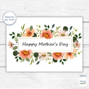Tarjeta del Día de la Madre / Tarjeta floral / Tarjeta dulce y sencilla para mamá / Ilustración de flores silvestres / Descarga instantánea / Imprimible / PDF