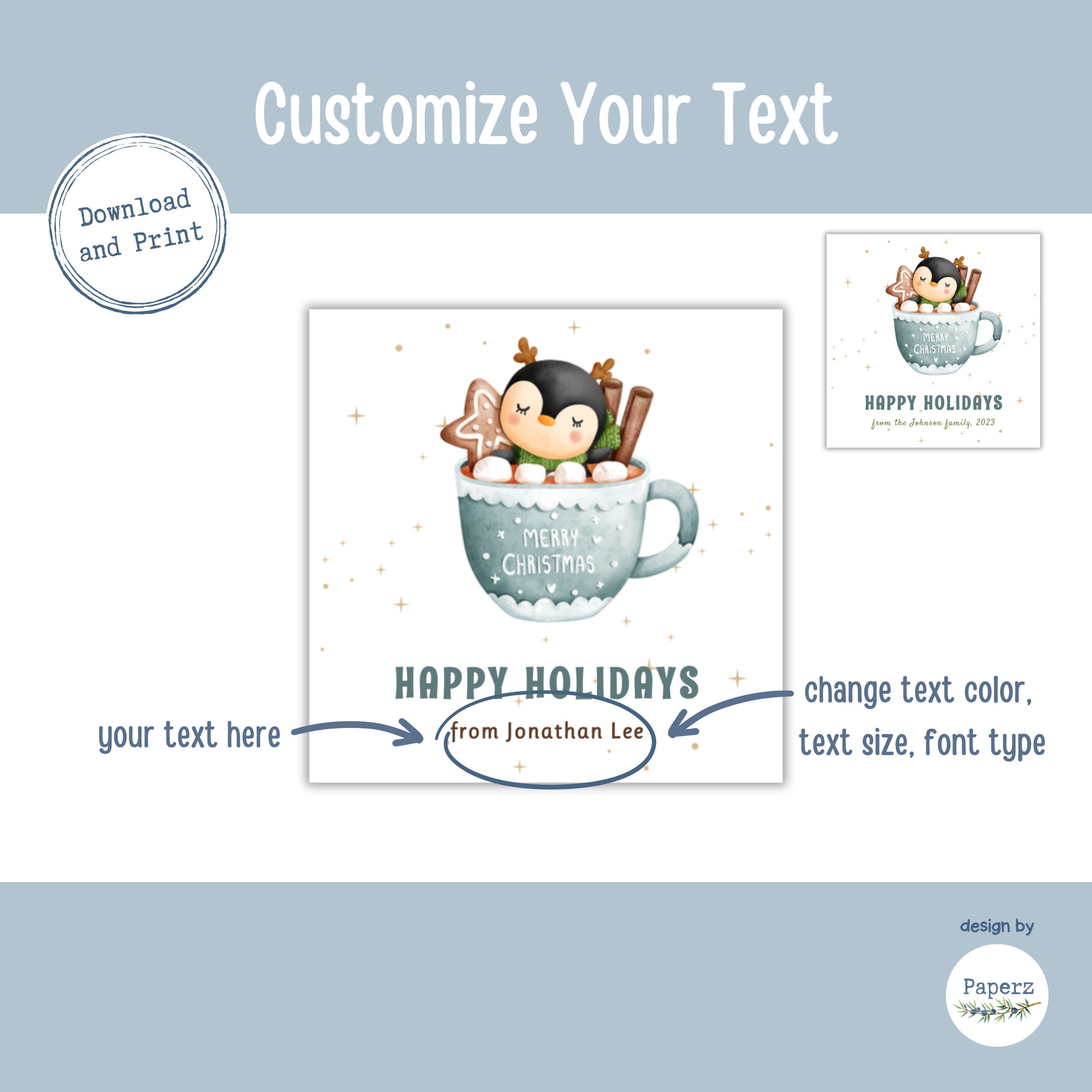 Printable Christmas Gift Tag Template Editable Holiday Favor Labels Set ...