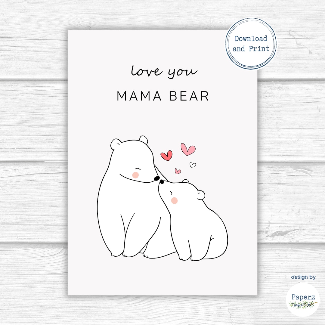 Mothers Day Card | Love You MAMA Bear | Sweet & Simple Card From Child ...