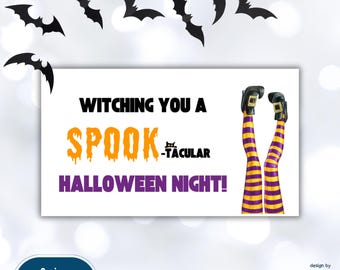 Halloween Gift Tag, Printable Tag, Trick or Treat Favor Bag Tag,  Halloween Tag Label Sticker, Halloween Party Favor, Instant Download